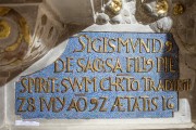 Kaufmannskirche Erfurt, Epitaph Sigismund von der Sachsen, Detail Schriftfeld, Endzustand